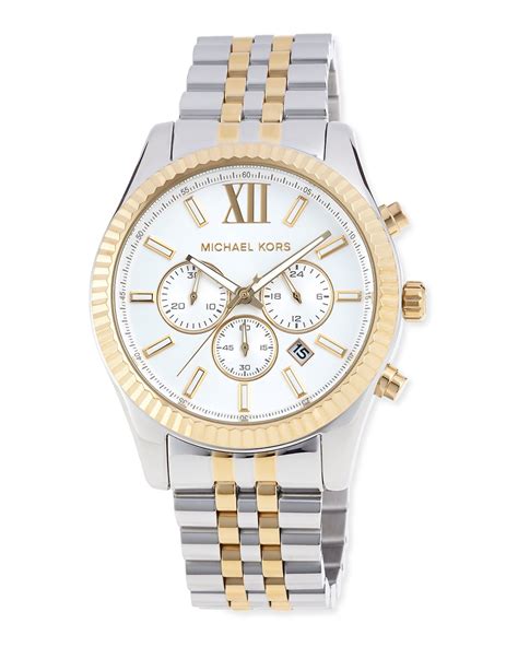 michael kors silver lexington watch|oversized lexington two tone watch.